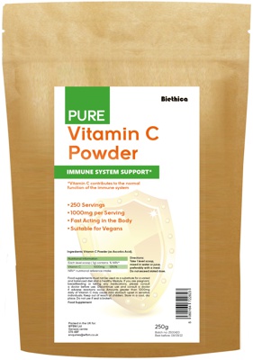 Picture of 250g packet of Vitamin C powder as ascorbic acid