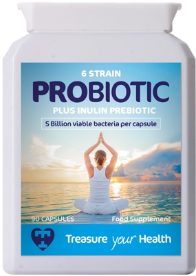 high strength 6-strain probiotic with prebiotic