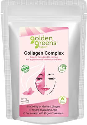 Photograph of packet of Golden Greens Expert Collagen Complex 300g