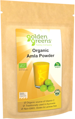 photograph of golden greens organic amla powder 200g