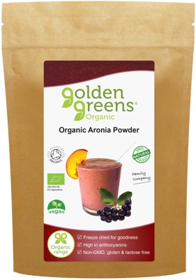 packet of golden greens organic aronia powder 100g
