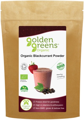 packet of golden greens organic blackcurrant powder 100g