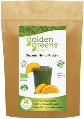 packet of golden greens organic hemp protein powder 250g