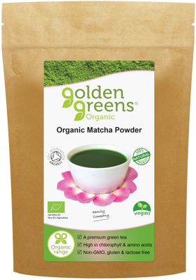 packet of golden greens organic Matcha Tea, 100g