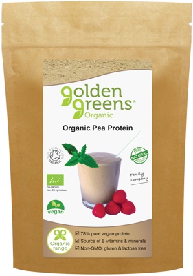 packet of golden greens organic pea protein powder