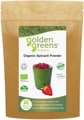packet of golden greens organic spinach powder 200g